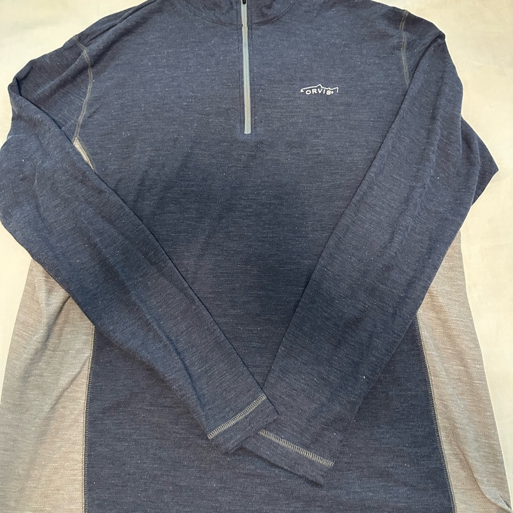 Orvis Navy and Gray Long Sleeve Pullover